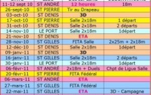 Calendrier de la saison